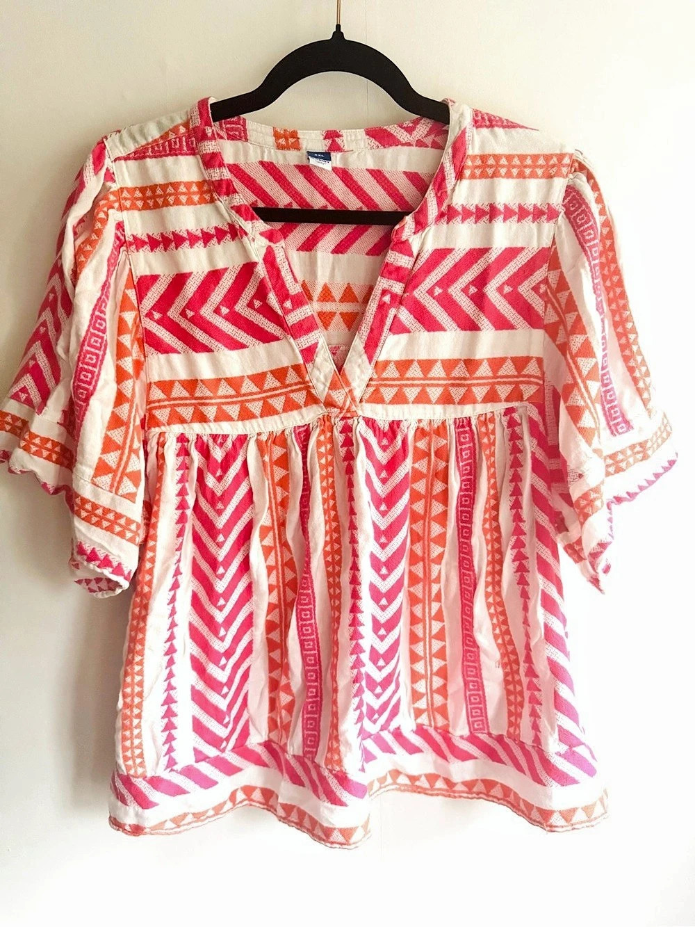 Old Navy Pink & Orange Geometric Boho V-Neck Tunic XXL